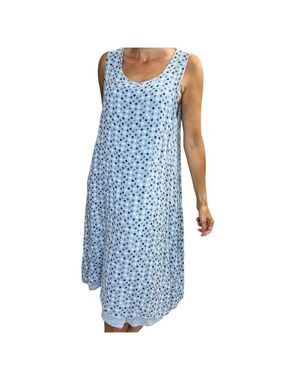 FROCELLA made in Italy pure cotton blue polka dot a line sleeveless midi dress